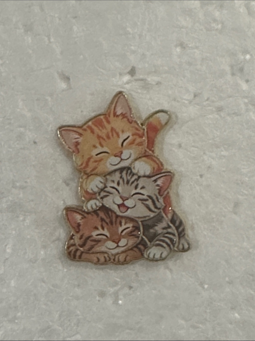 Cat Stack Decorative Enamel Pin - Orange, Gray, Brown Kittens